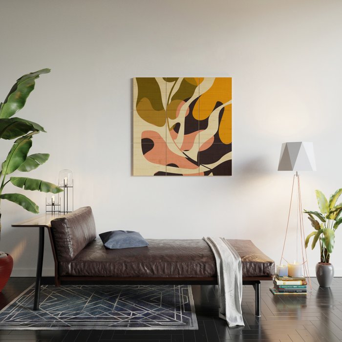 cut out leaves minimal Wood Wall Art Gallery Image 2