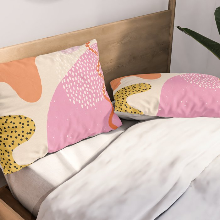 Bright Splotchy Shapes Pillow Sham Gallery Image 2