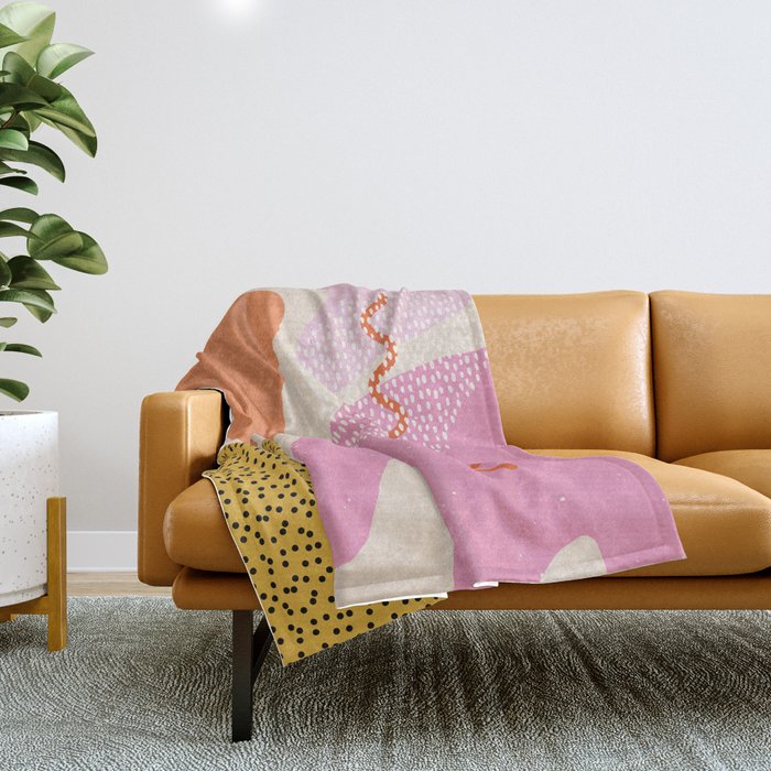 Bright Splotchy Shapes Throw Blanket Gallery Image 1
