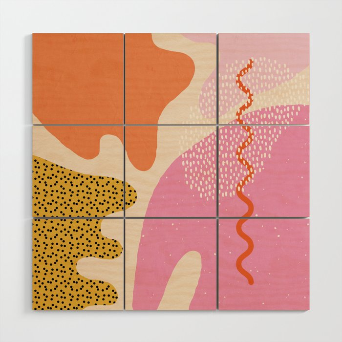 Bright Splotchy Shapes Wood Wall Art Gallery Image 1