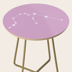 Aquarius Zodiac Star Constellation Line Art Pastel Lilac Side Table Gallery Image 2