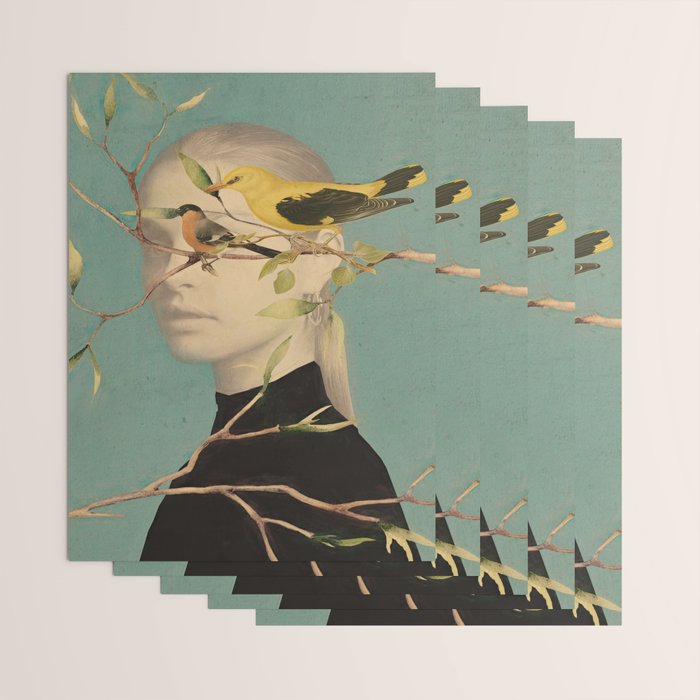 Woman and Birds Wrapping Paper Gallery Image 3