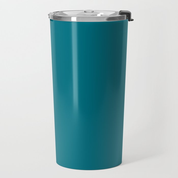 Deep Teal Blue Solid  Travel Mug Gallery Image 2