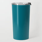 Deep Teal Blue Solid  Travel Mug Gallery Image 2