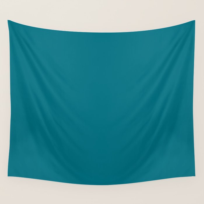 Deep Teal Blue Solid  Wall Tapestry Gallery Image 4