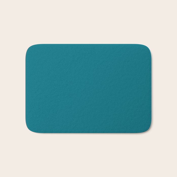 Deep Teal Blue Solid  Bath Mat Gallery Image 1