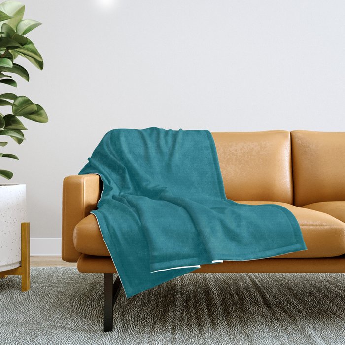 Deep Teal Blue Solid  Throw Blanket Gallery Image 1