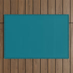 Deep Teal Blue Solid  Outdoor Rug Gallery Image 1