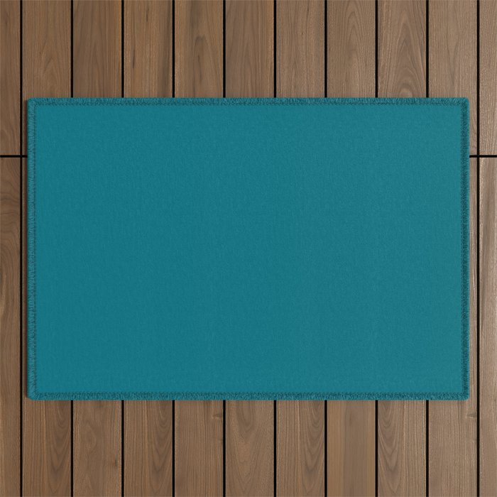 Deep Teal Blue Solid  Outdoor Rug Gallery Image 1