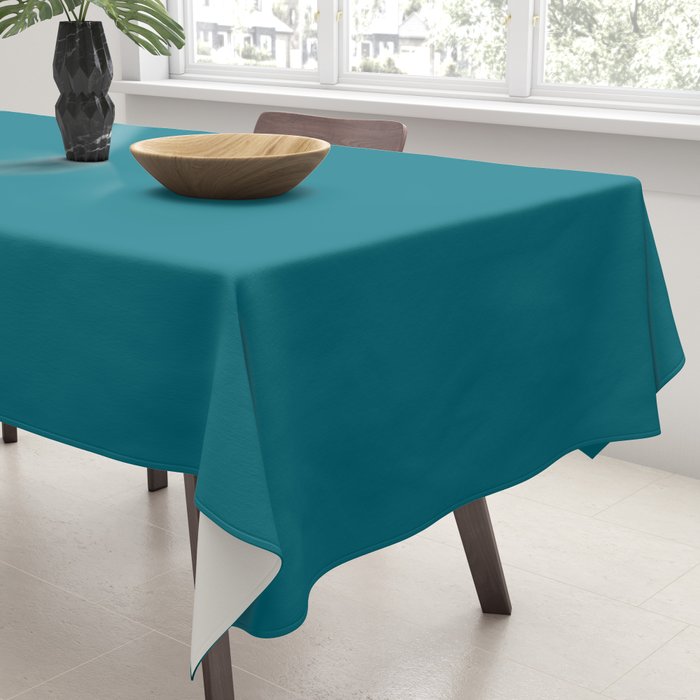 Deep Teal Blue Solid  Tablecloth Gallery Image 3