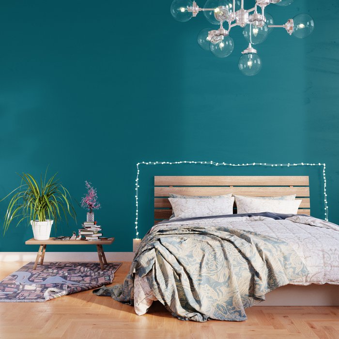 Deep Teal Blue Solid  Wallpaper Gallery Image 3