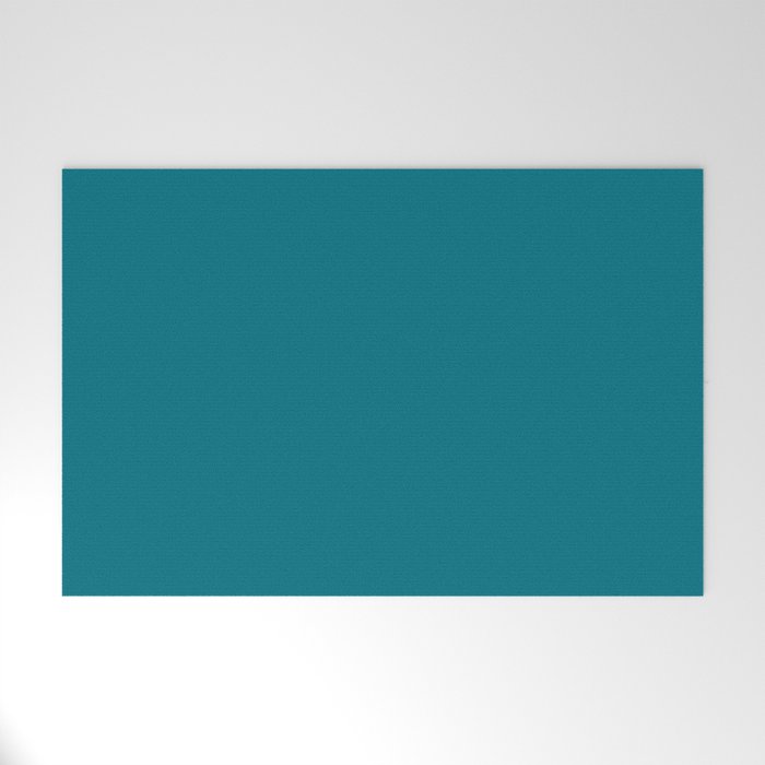 Deep Teal Blue Solid  Welcome Mat Gallery Image 1
