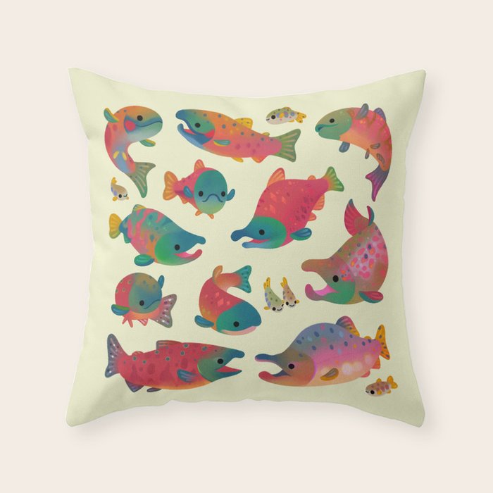 Salmon day Throw Pillow Gallery Image 6