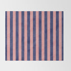 STRIPES - 005 - navy blue and pink Throw Blanket Gallery Image 2
