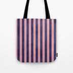 STRIPES - 005 - navy blue and pink Tote Bag Gallery Image 1