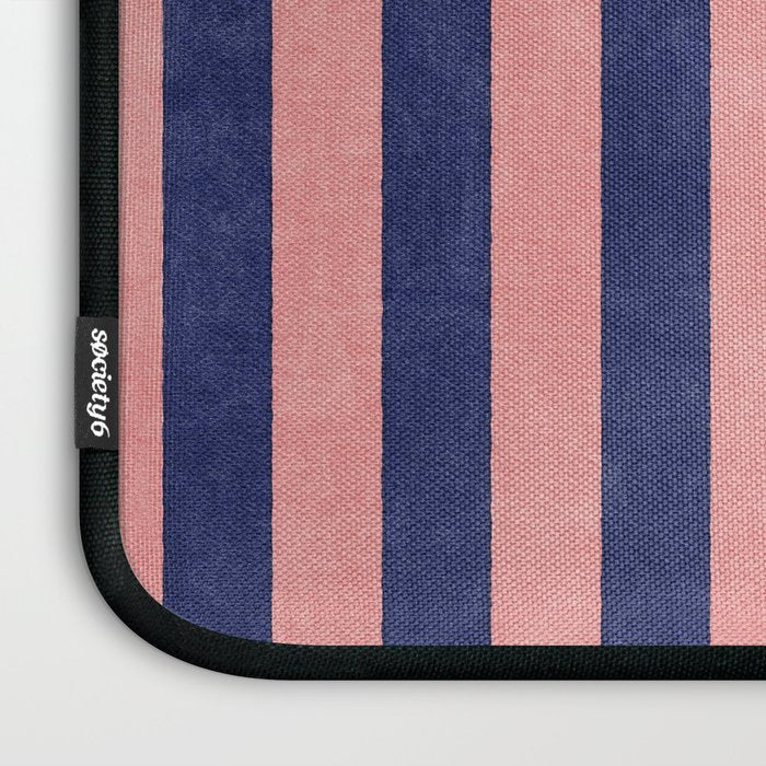 STRIPES - 005 - navy blue and pink Laptop Sleeve Gallery Image 3