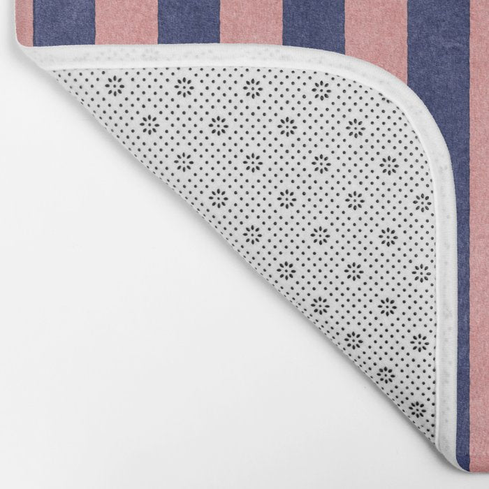 STRIPES - 005 - navy blue and pink Bath Mat Gallery Image 2