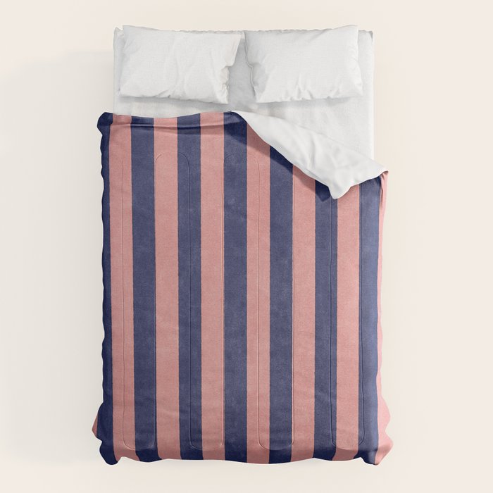 STRIPES - 005 - navy blue and pink Comforter Gallery Image 1
