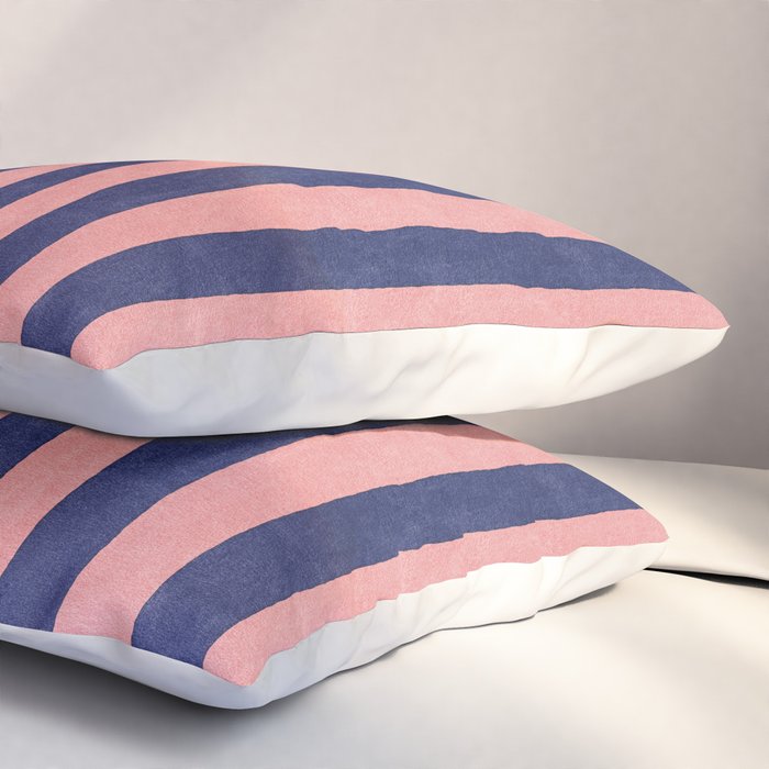 STRIPES - 005 - navy blue and pink Pillow Sham Gallery Image 3