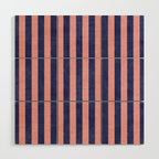 STRIPES - 005 - navy blue and pink Wood Wall Art Gallery Image 1