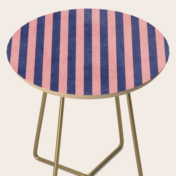 STRIPES - 005 - navy blue and pink Side Table Gallery Image 2
