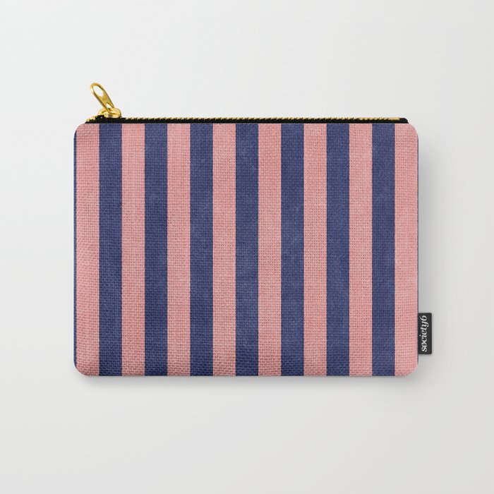 STRIPES - 005 - navy blue and pink Carry All Pouch Gallery Image 1