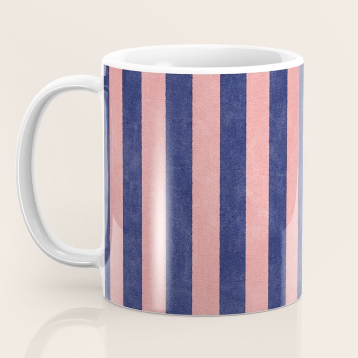 STRIPES - 005 - navy blue and pink Coffee Mug Gallery Image 3
