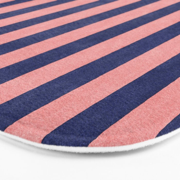 STRIPES - 005 - navy blue and pink Bath Mat Gallery Image 3