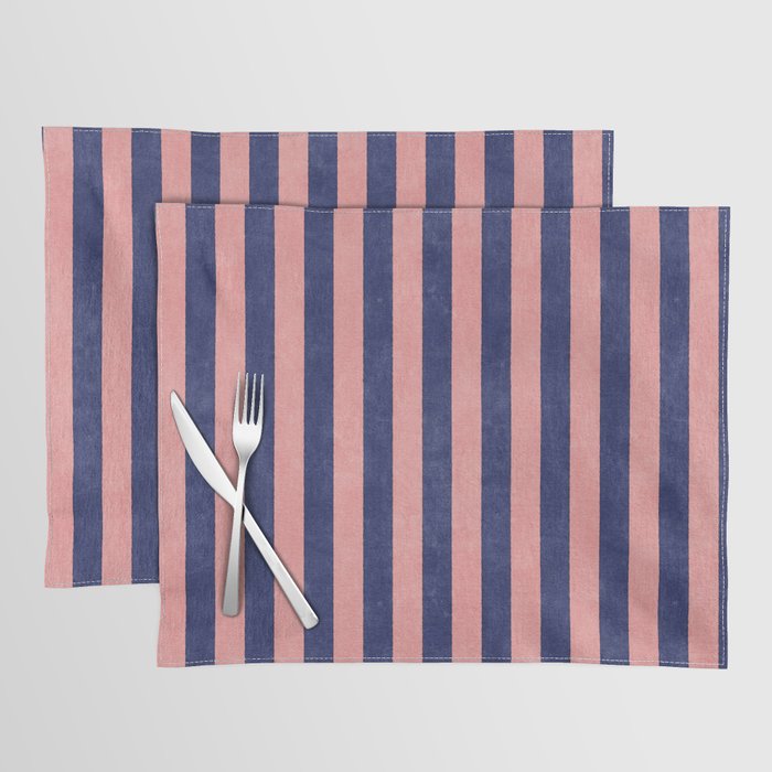 STRIPES - 005 - navy blue and pink Placemat Gallery Image 1