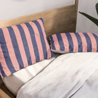 STRIPES - 005 - navy blue and pink Pillow Sham Gallery Image 2
