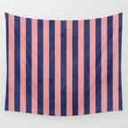 STRIPES - 005 - navy blue and pink Wall Tapestry Gallery Image 4