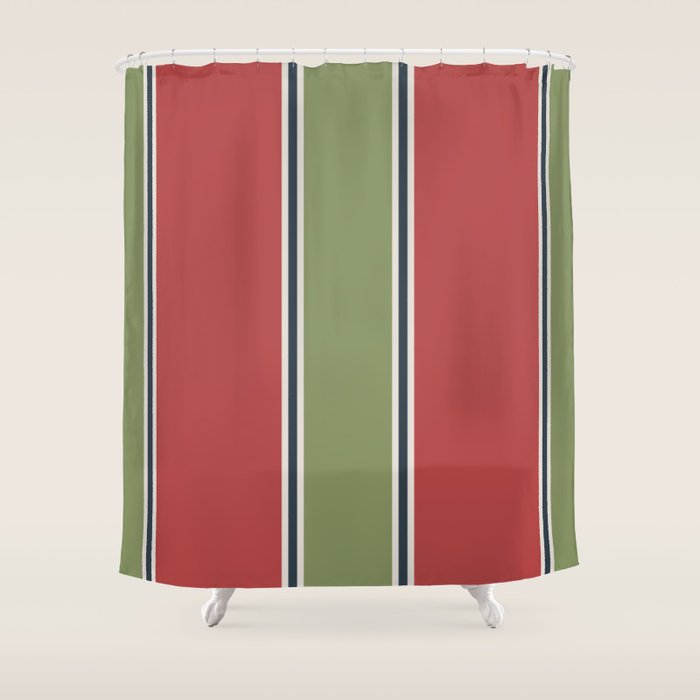 Christmas Stripes Winter 2025 Shower Curtain Gallery Image 1