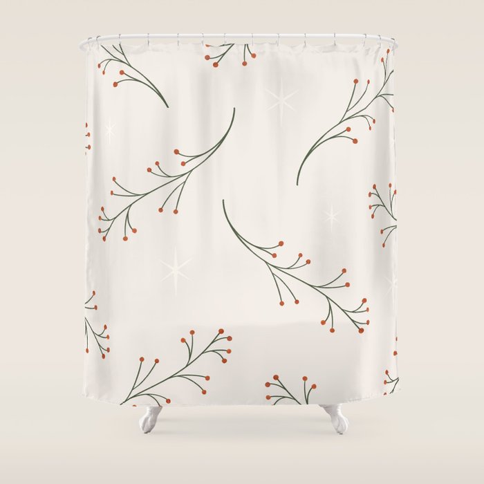 holly + stars Shower Curtain Gallery Image 1
