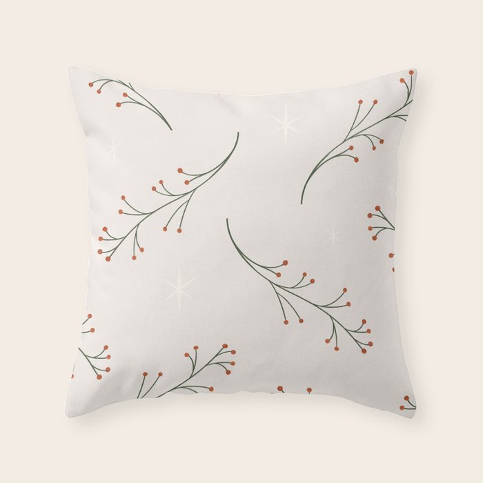 holly + stars Throw Pillow Gallery Image 1
