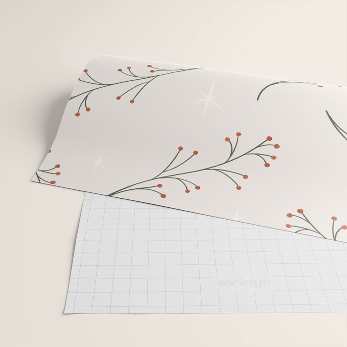 holly + stars Wrapping Paper Gallery Image 2