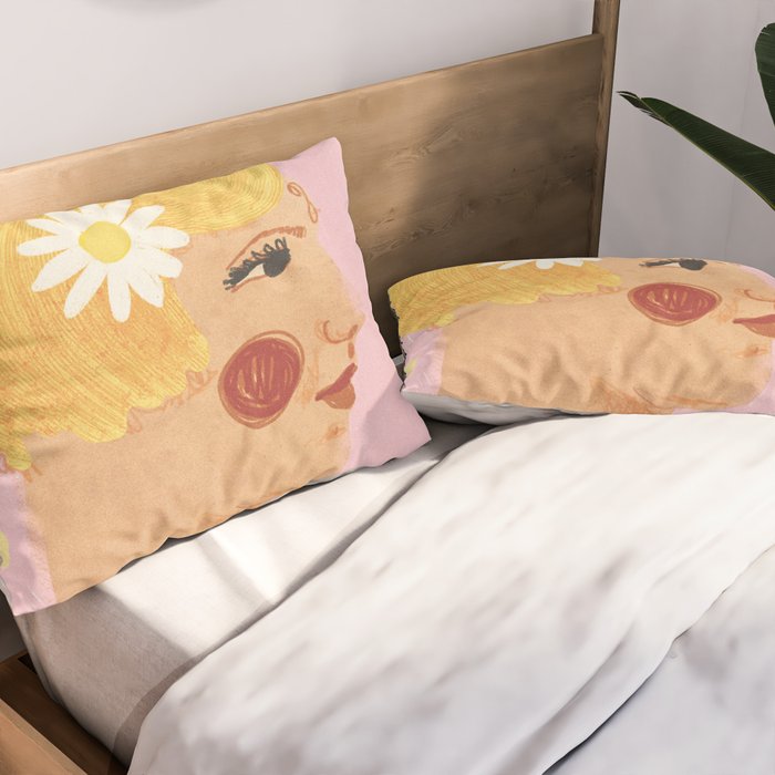 Girl who Loves Daisies Pillow Sham Gallery Image 2