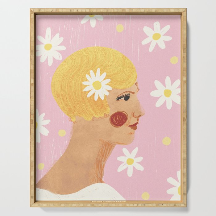 Girl who Loves Daisies Serving Tray Gallery Image 1