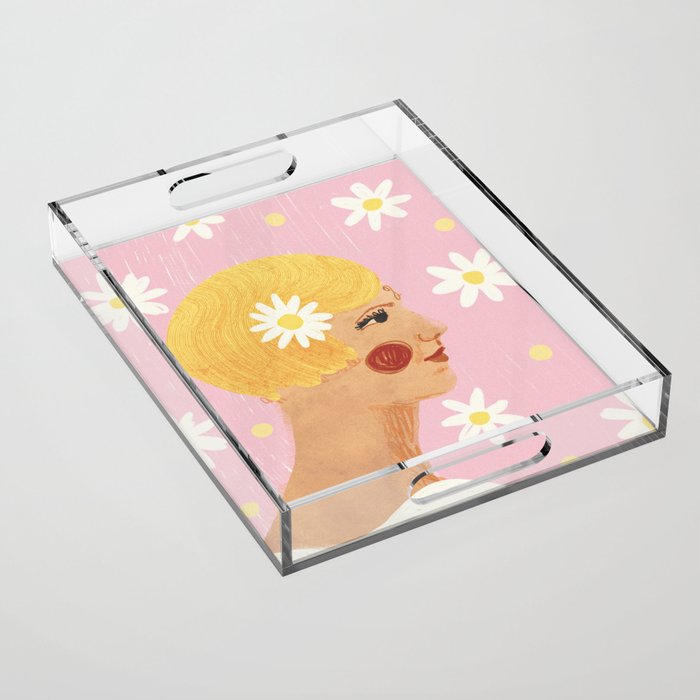 Girl who Loves Daisies Acrylic Tray Gallery Image 1