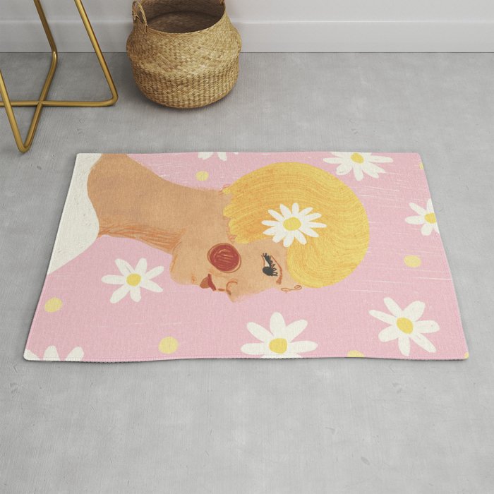Girl who Loves Daisies Rug Gallery Image 1