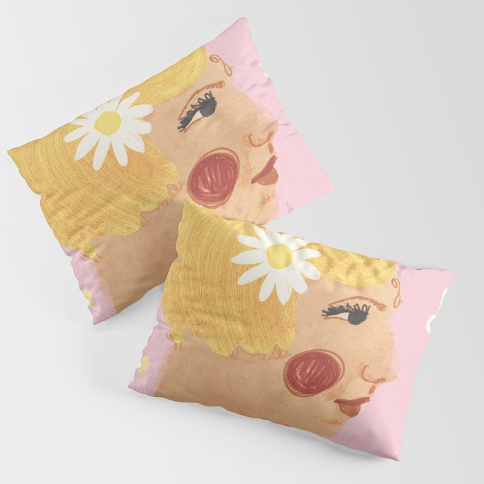 Girl who Loves Daisies Pillow Sham Gallery Image 3