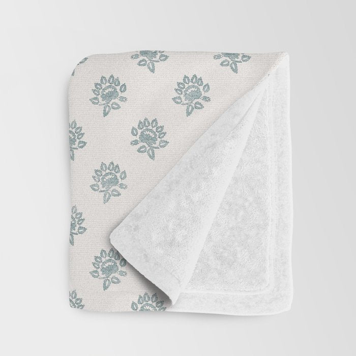 Small Distressed Block Print - Seaglass Throw Blanket Gallery Image 3