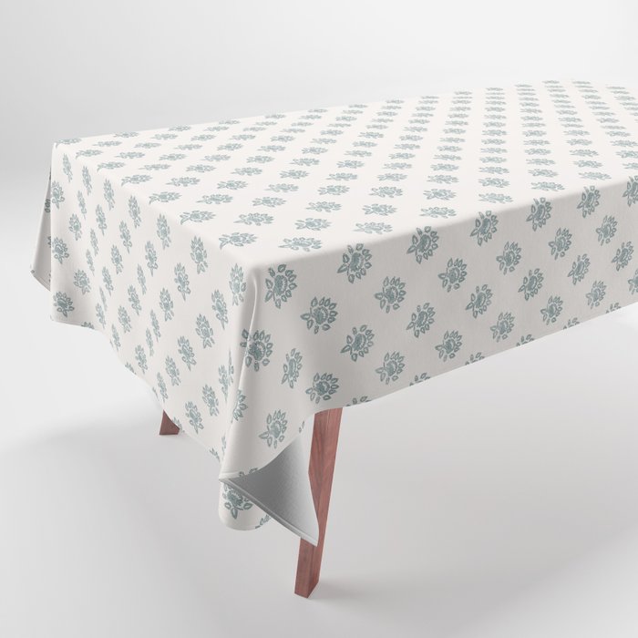 Small Distressed Block Print - Seaglass Tablecloth Gallery Image 1