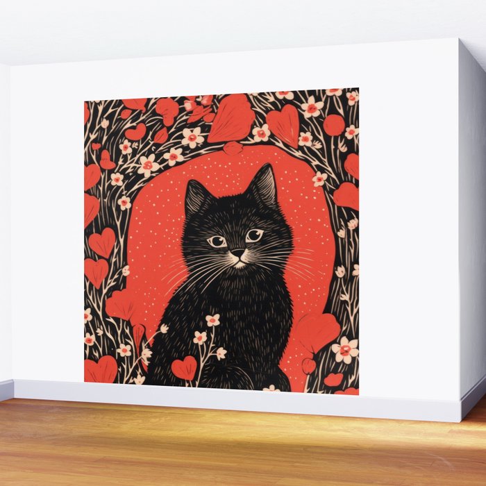 Valentines Kitty Wall Mural Gallery Image 2