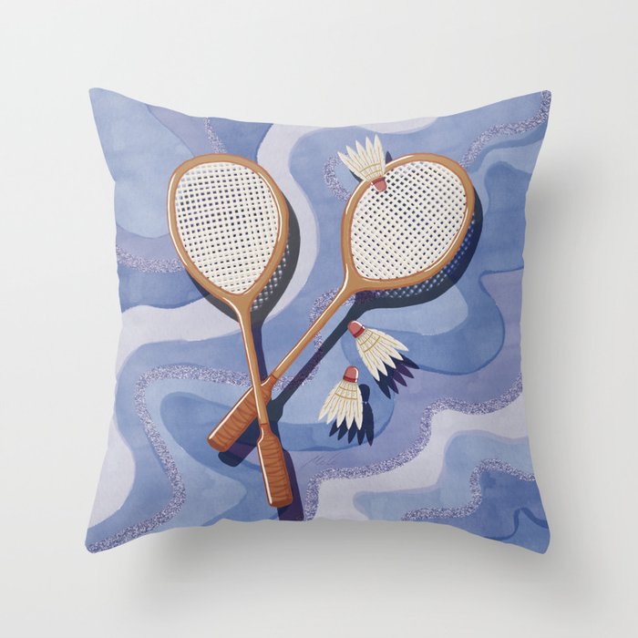 Badminton Retro Swirls Throw Pillow Gallery Image 1