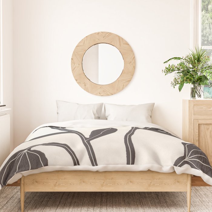 Floral Serenity / Lino Print Duvet Cover Gallery Image 3