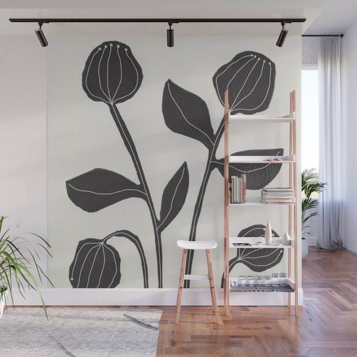 Floral Serenity / Lino Print Wall Mural Gallery Image 1