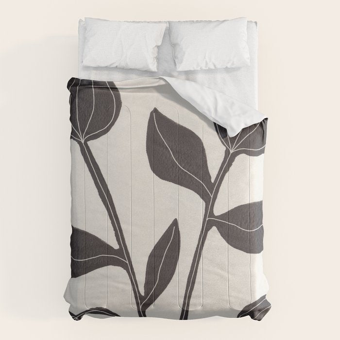 Floral Serenity / Lino Print Comforter Gallery Image 1