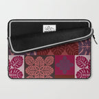 Hawaiian quilt Monstera pattern in maroon Laptop Sleeve Gallery Image 2