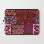 Hawaiian quilt Monstera pattern in maroon Laptop Sleeve Gallery Image 1
