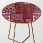 Hawaiian quilt Monstera pattern in maroon Side Table Gallery Image 2